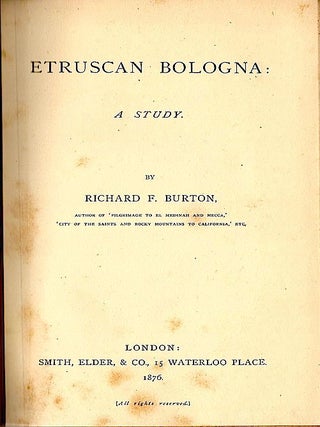 Etruscan Bologna; A Study