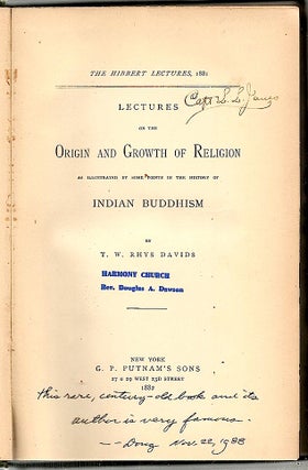 Lectures on the Origin and Growth of Religion; As Illustrated by Some Points in the History of Indian Buddhism