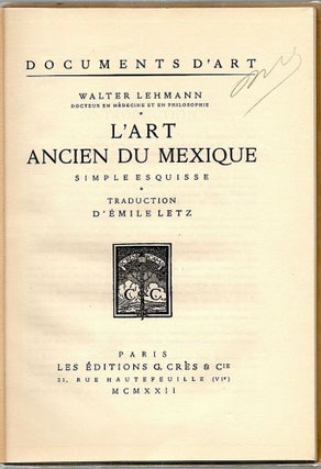 L'Art Ancien du Mexique; Simple Esquisse