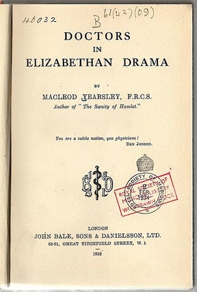 Doctors in Elizabethan Drama
