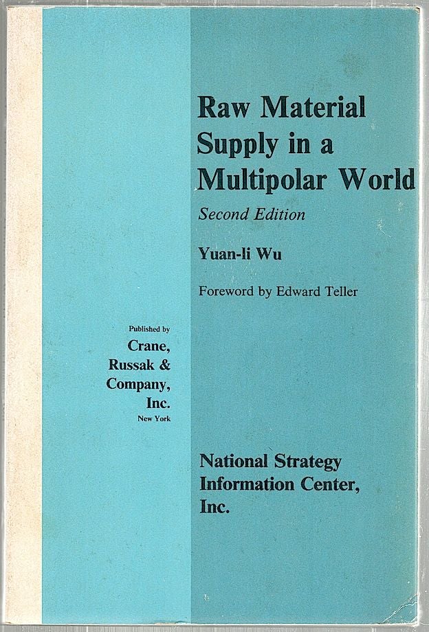 Item #1460 Raw Material Supply in a Multipolar World. Yuan-li Wu.