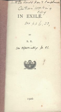 Item #15810 In Exile. Ronald Ross
