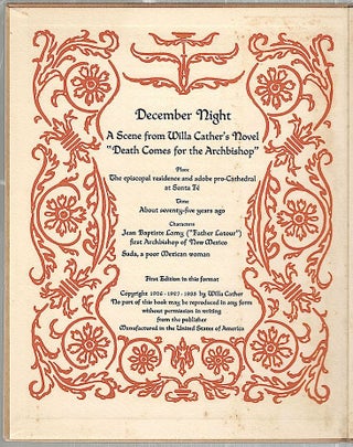 December Night; A Scene from Willa Cather's Novel "Death Comes for the Archbishop"