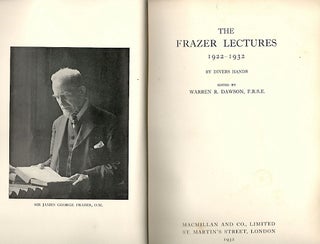 Item #2210 Frazer Lectures; 1922-1932. Warren R. Dawson