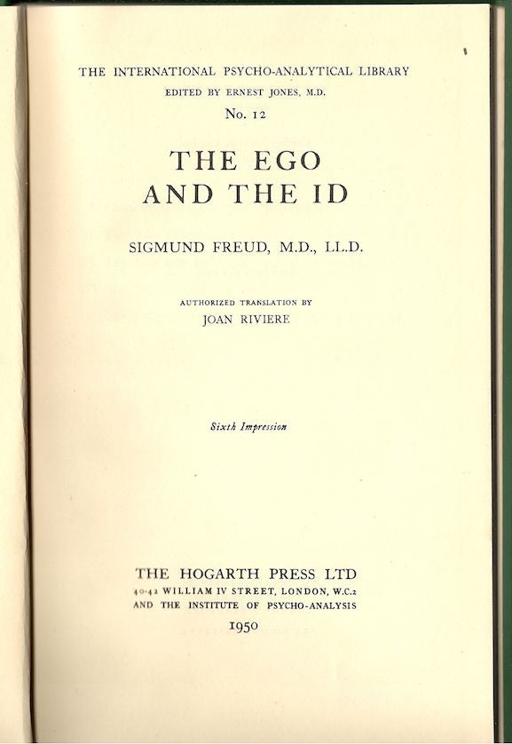 Item #234 Ego and the Id. Sigmund Freud.