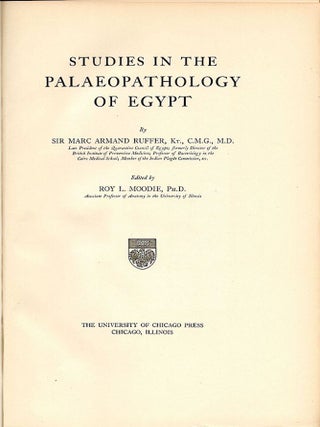 Studies in the Palaeopathology of Egypt