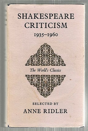 Item #2504 Shakespeare Criticism; 1935-60. Anne Ridler