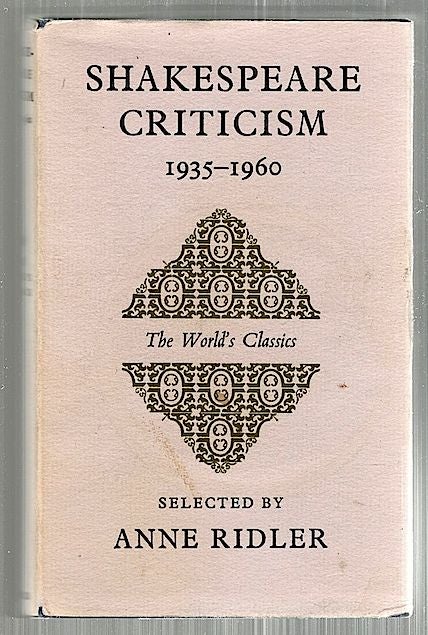 Item #2504 Shakespeare Criticism; 1935-60. Anne Ridler.