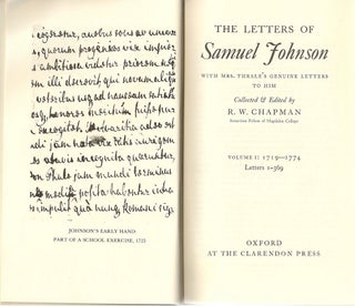 Letters of Samuel Johnson; With Mrs. Thrale's Genuine Letters to Him