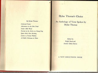 Dylan Thomas's Choice; An Anthology of Verse Spoken by Dylan Thomas