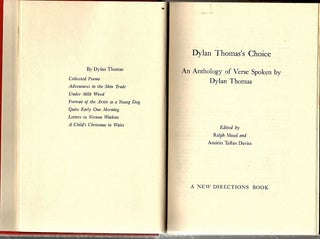 Dylan Thomas's Choice; An Anthology of Verse Spoken by Dylan Thomas