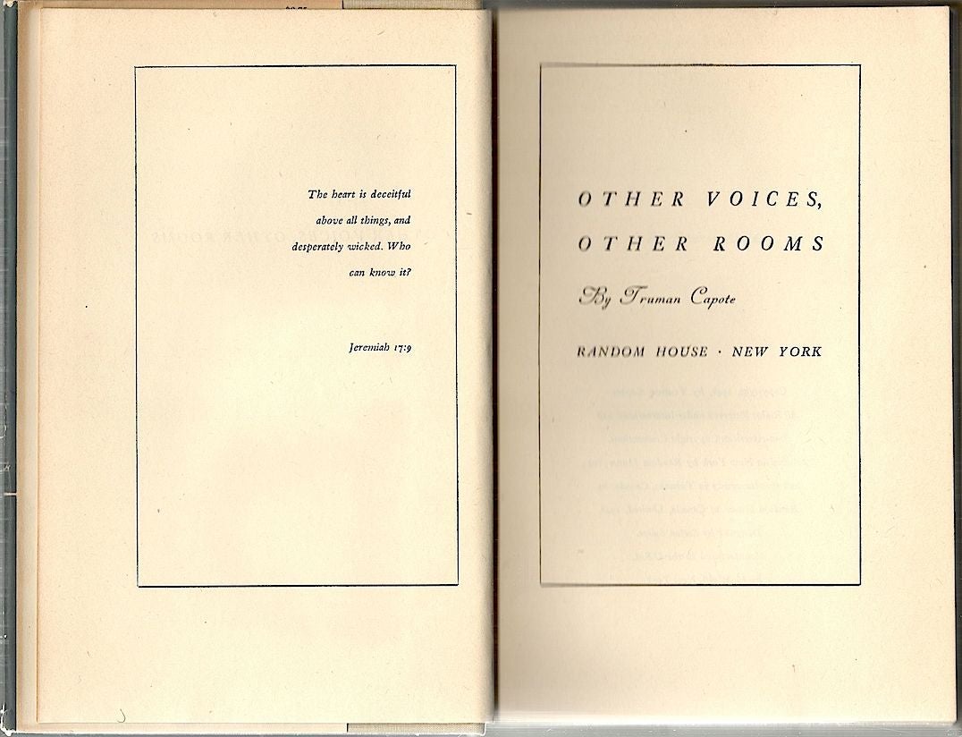 Other Voices, Other Rooms by Capote, Truman: (1948) First edition. | Bauer Rare Books Other Voices, Other Rooms by Capote, Truman: (1948) First edition. | Bauer Rare Books