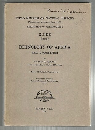 Item #61 Ethnology of Africa. Wilfrid D. Hambly