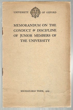 Item #726 Memorandum on the Conduct and Discipline of Junior Members of the University....