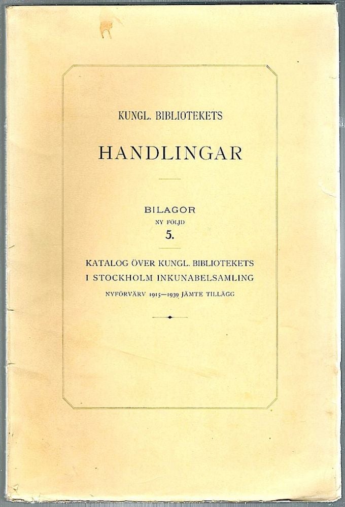 Item #728 Katalog Över Kungl. Isak Collijn.