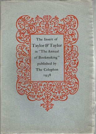 Item #754 Annual of Bookmaking; Insert of Taylor & Taylor. Louise Farrow Barr