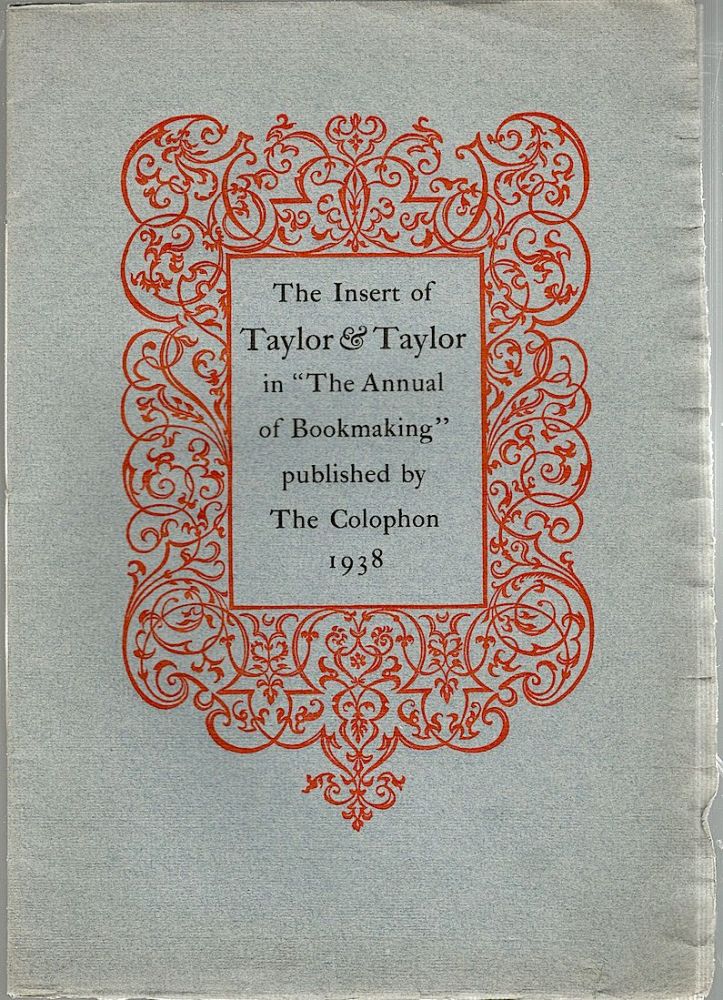 Item #754 Annual of Bookmaking; Insert of Taylor & Taylor. Louise Farrow Barr.